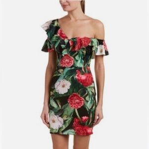 Alexia Admor Ruffle Floral Tropical Bodycon Dress Size 8 | Resort, Vacation